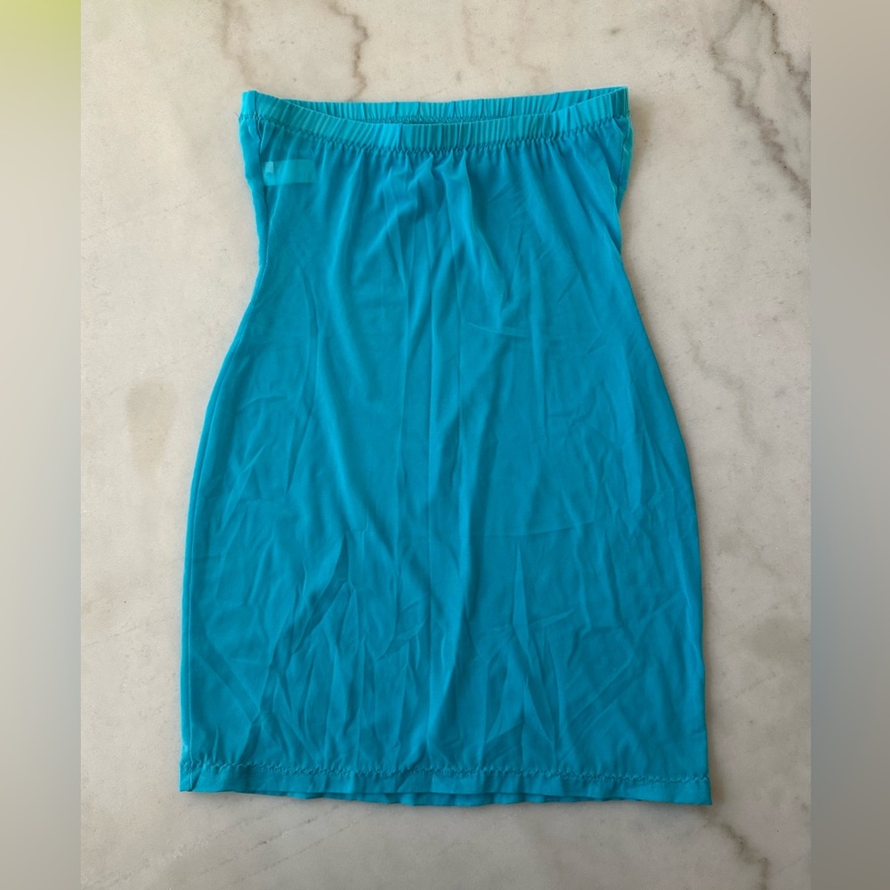 Light Blue Turquoise Mesh Bodycon Tube Dress Dare Wear Brand One Size